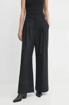 MUNTHE pantaloni STORMY femei, culoarea negru, lat, high waist, 244141624412 imagine