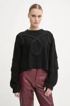 MUNTHE pulover de lana SAKIRA femei, culoarea negru, 244160724472 imagine