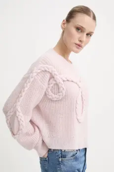 MUNTHE pulover de lana SAKIRA femei, culoarea roz, 244160724472 imagine