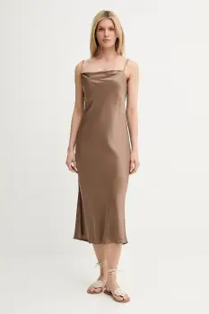 MUNTHE rochie BABYLOMA culoarea maro, midi, drept, 247131724711 imagine