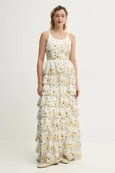 MUNTHE rochie de matase FRUMA culoarea alb, maxi, evazata, 251134025118 imagine