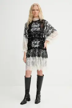 MUNTHE rochie din amestec de matase LISSO culoarea alb, mini, evazati, 253131425322 imagine