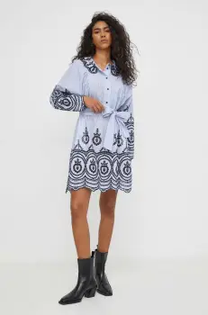 MUNTHE rochie din bumbac mini, evazati imagine