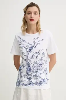 MUNTHE tricou din bumbac FEDELIO femei, culoarea alb, 251110025160 imagine