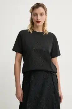 MUNTHE tricou din bumbac FENELLA femei, culoarea negru, 251111325161 imagine