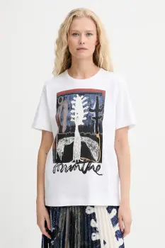 MUNTHE tricou din bumbac LACK culoarea alb, 253110025360 imagine