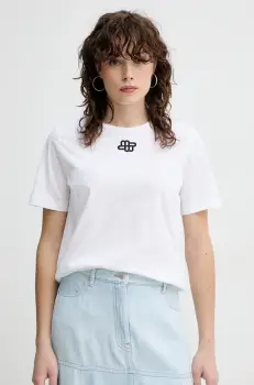 MUNTHE tricou din bumbac TYLIE femei, culoarea alb, 251110625160 imagine