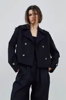 MUUV. geaca THEA culoarea negru, de tranzitie, oversize imagine