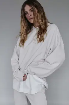MUUV. hanorac de bumbac 1990 femei, culoarea bej, neted imagine