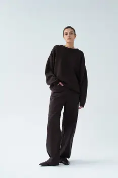 Muuv. pantaloni wide leg pentru femei, din bumbac cu elastan FIGEE imagine