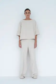 Muuv. pantaloni wide leg pentru femei, din bumbac MOAI imagine