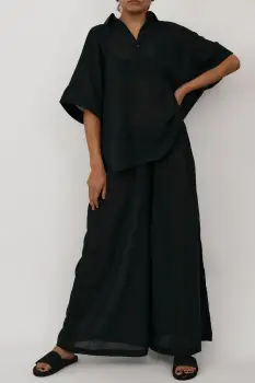 Muuv. pantaloni wide leg pentru femei, din bumbac NOCHE imagine