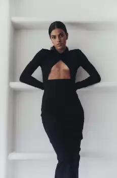 MUUV. rochie JAWS culoarea negru, midi, mulata imagine