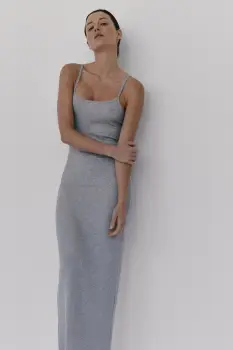 MUUV. rochie JORDE culoarea gri, maxi, mulata imagine