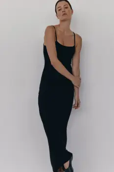 MUUV. rochie JORDE culoarea negru, maxi, mulata imagine