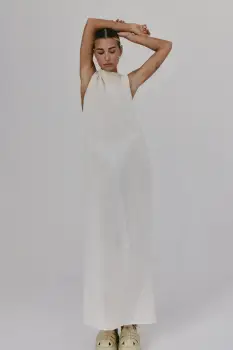 MUUV. rochie LLARD culoarea bej, maxi, drept imagine