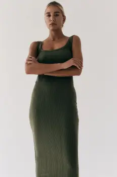 MUUV. rochie sukienka dluga FENDU culoarea alb, midi, mulata imagine