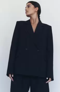 MUUV. sacou culoarea negru, cu doua randuri de nasturi, neted imagine