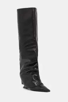 Naked Wolfe cizme de piele Stated culoarea negru, toc pana, Stated Black Leather imagine