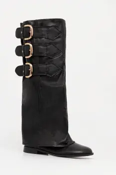 Naked Wolfe ghete de piele Anchor culoarea negru, cu toc plat, izolare usoara, Anchor Black Leather imagine