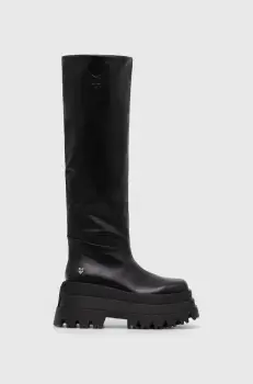 Naked Wolfe ghete de piele femei, culoarea negru, cu platforma, Sasha Black imagine