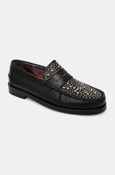 Naked Wolfe mocasini de piele Riviera barbati, culoarea negru, Riviera Black Studs imagine