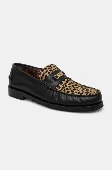 Naked Wolfe mocasini de piele Roma barbati, culoarea negru, Roma Leopard Hair imagine