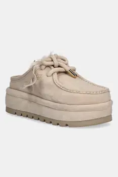 Naked Wolfe papuci din piele intoarsa Blizzard culoarea bej, Blizzard Suede Faux Fur Ice imagine