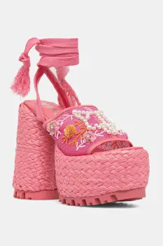 Naked Wolfe sandale Bluebell culoarea roz, Bluebell Raffia Flowers imagine