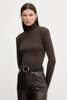 Nanushka bluza culoarea maro, uni, NW25FWTP20577 imagine