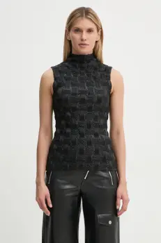 Nanushka bluza HARRIET femei, culoarea negru, neted, NW24FWTP32400 imagine