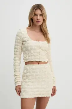 Nanushka bluza JYLAN femei, culoarea bej, neted, NW24PFTP4211 imagine