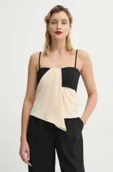 Nanushka bluza LISBETH femei, culoarea bej, neted, NW25RSTP04411 imagine