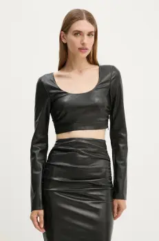 Nanushka bluza MAYLAH femei, culoarea negru, neted, NW24PFTP15615 imagine