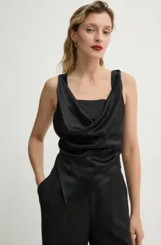 Nanushka bluza PETRA femei, culoarea negru, neted, NW22CRTP02599 imagine