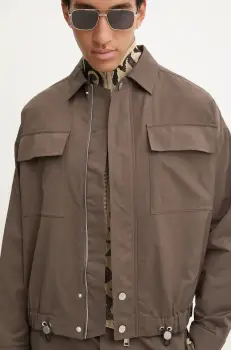 Nanushka geaca EMERIC barbati, culoarea maro, de tranzitie, oversize, NM24PFJK00797 imagine