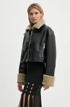 Nanushka geaca JEMMA femei, culoarea negru, de tranzitie, oversize, NW24FWOW38170 imagine