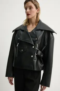 Nanushka geaca ramones ADO femei, culoarea negru, de tranzitie, oversize, NW22CROW01799 imagine