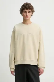 Nanushka hanorac de bumbac REMY barbati, culoarea bej, cu imprimeu, NU24CRSH00273 imagine