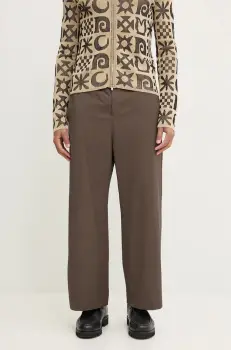 Nanushka pantaloni ARNAUD barbati, culoarea maro, drept, NM24PFPA02397 imagine