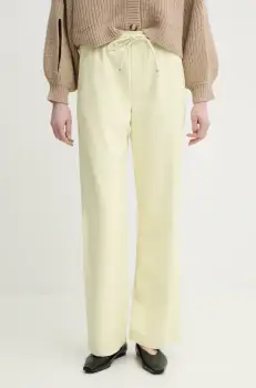 Nanushka pantaloni CALIE femei, culoarea galben, lat, high waist, NW25RSPA06513 imagine