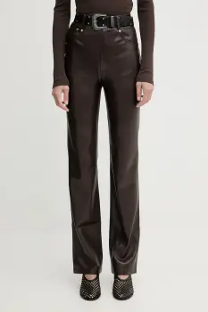 Nanushka pantaloni culoarea maro, mulata, high waist, NW25FWPA29878 imagine