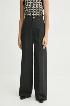 Nanushka pantaloni de lana KORINA femei, culoarea gri, lat, high waist, NW25RSPA15394 imagine