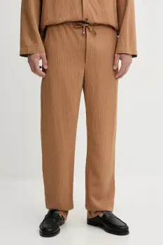 Nanushka pantaloni DEMIS culoarea maro, drept, NM25SSPA11675 imagine