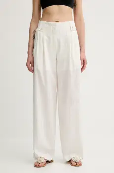 Nanushka pantaloni JENCI culoarea bej, lat, high waist, NW25SSPA26600 imagine