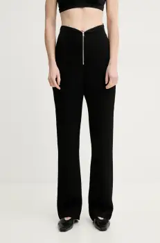 Nanushka pantaloni LINETT femei, culoarea negru, drept, high waist, NW25RSPA19499 imagine