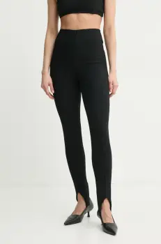 Nanushka pantaloni SAVITA femei, culoarea negru, mulata, high waist, NW25RSPA20199 imagine