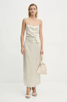 Nanushka rochie BRIAR culoarea bej, maxi, evazati, NW24PFBS13171 imagine