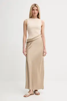 Nanushka rochie COBEE culoarea bej, maxi, drept, NW25SSDR21175 imagine