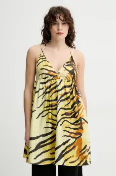 Nanushka rochie de matase CEIL culoarea galben, mini, evazati, NW25RSDR20358 imagine